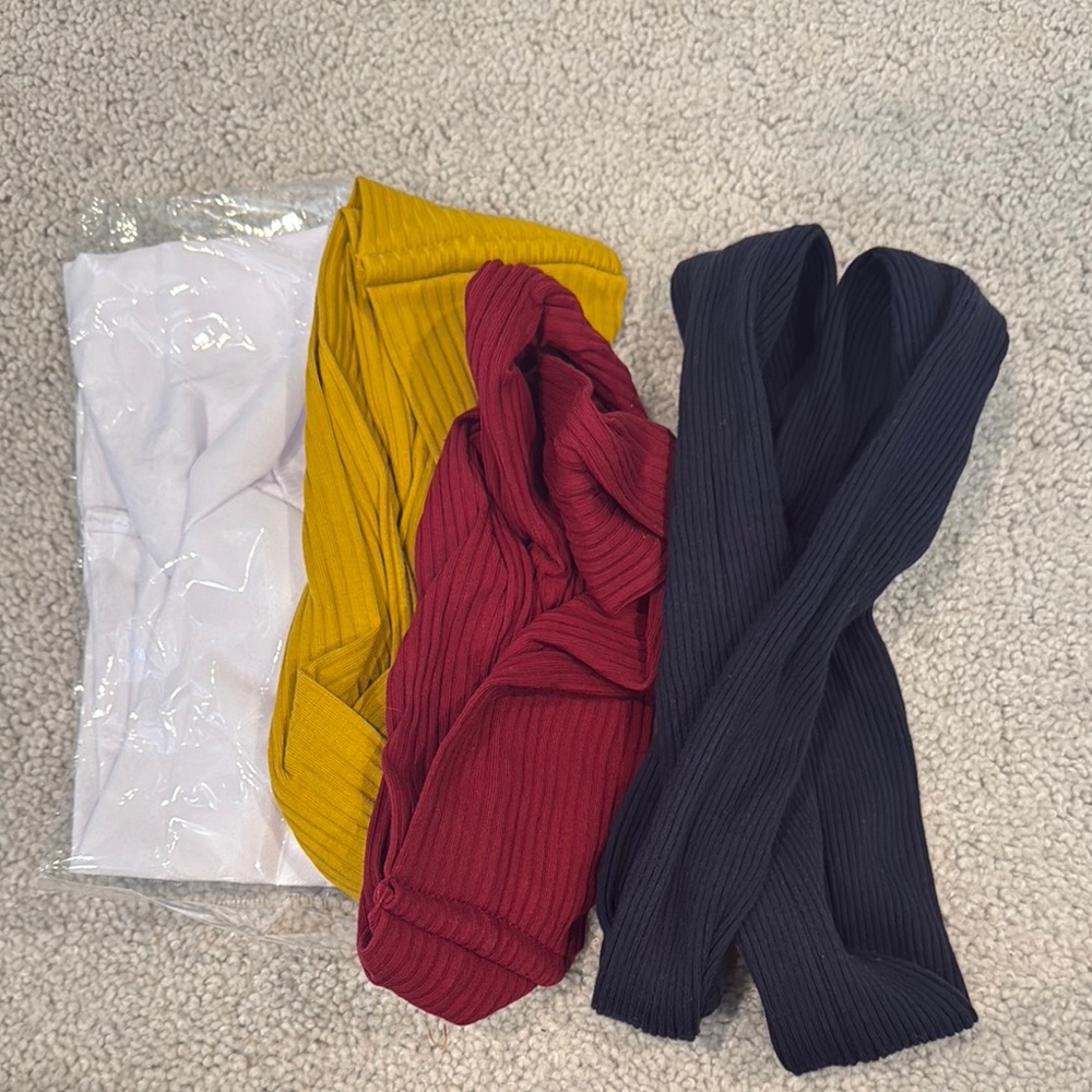 Colorful Ribbed Headbands - Set of 4